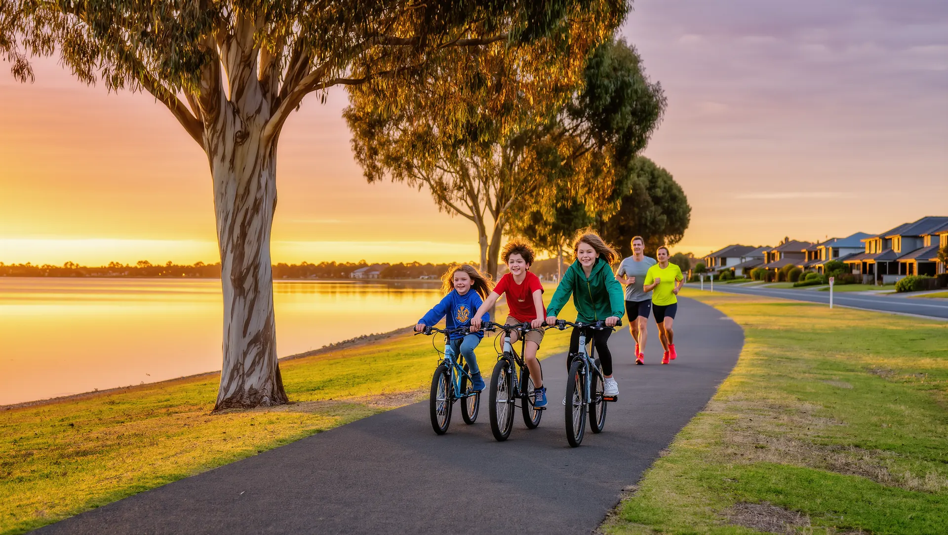 Residential street at golden hour near Point Cook